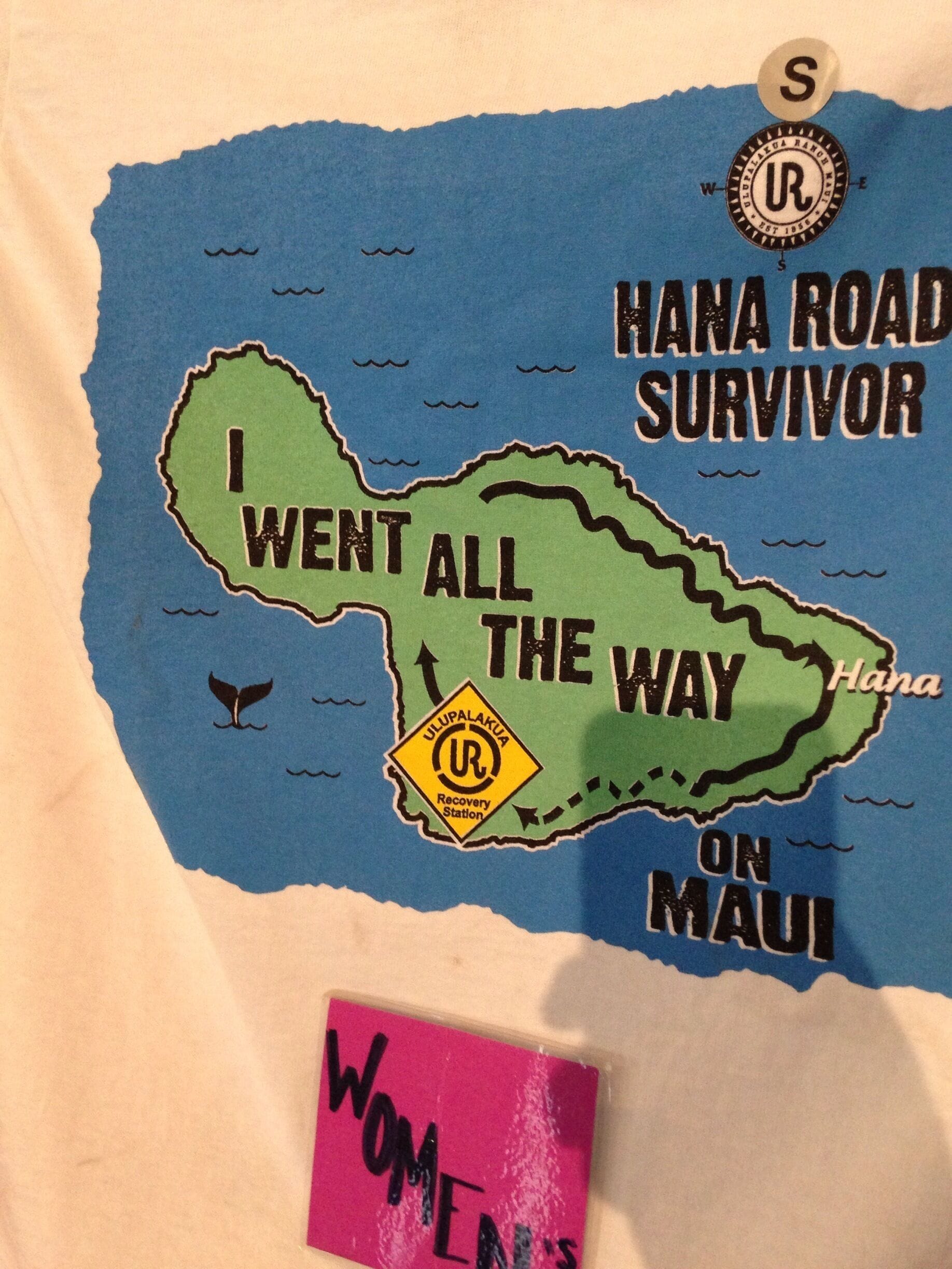 A map of Maui with text 'I went all the way' and 'Hana Road Survivor'.