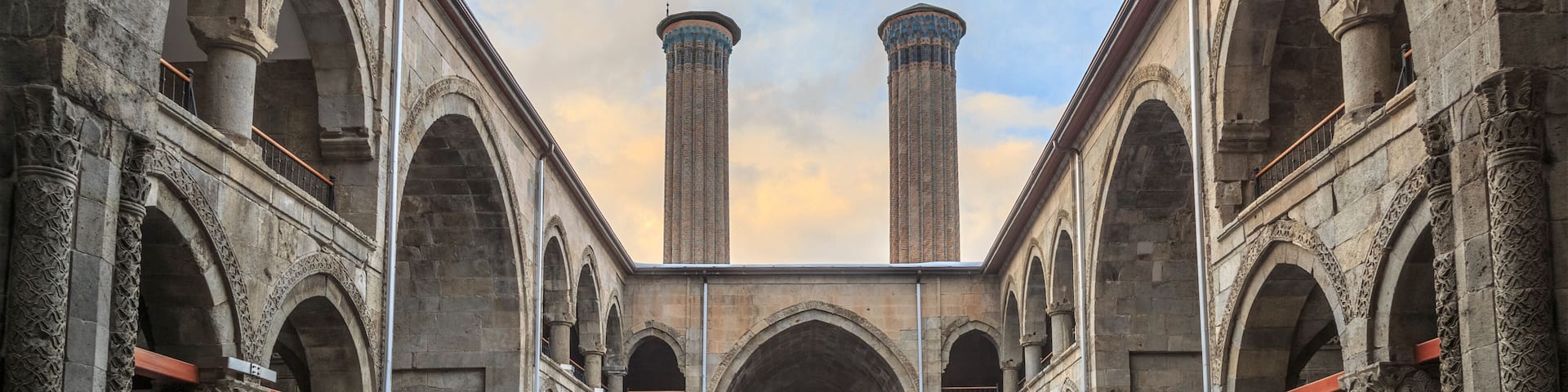 Inside of Cifte Minareli (Double minarets) medrese (old school) in Erzurum, Turkey