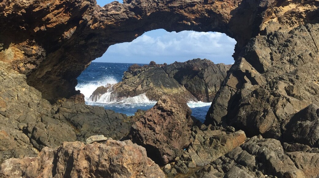 It was quite a steep downhill hike to get to this exclusive and hidden bridge recently discovered on the island but the view was well worth it. It would look even better to check it out in the early hours at sunrise. Which I still have to do. But not a bad view at all during the hot hours of the day. You can still see the clear #blue skies and the dark #blue ocean in the background.