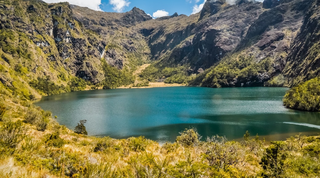 Lake surrounded by mountains and wilderness near Mount Wilhelm in Papua New Guinea. In this region, one can only meet people from isolated local tribes.; Shutterstock ID 543165721; purchase_order: -;