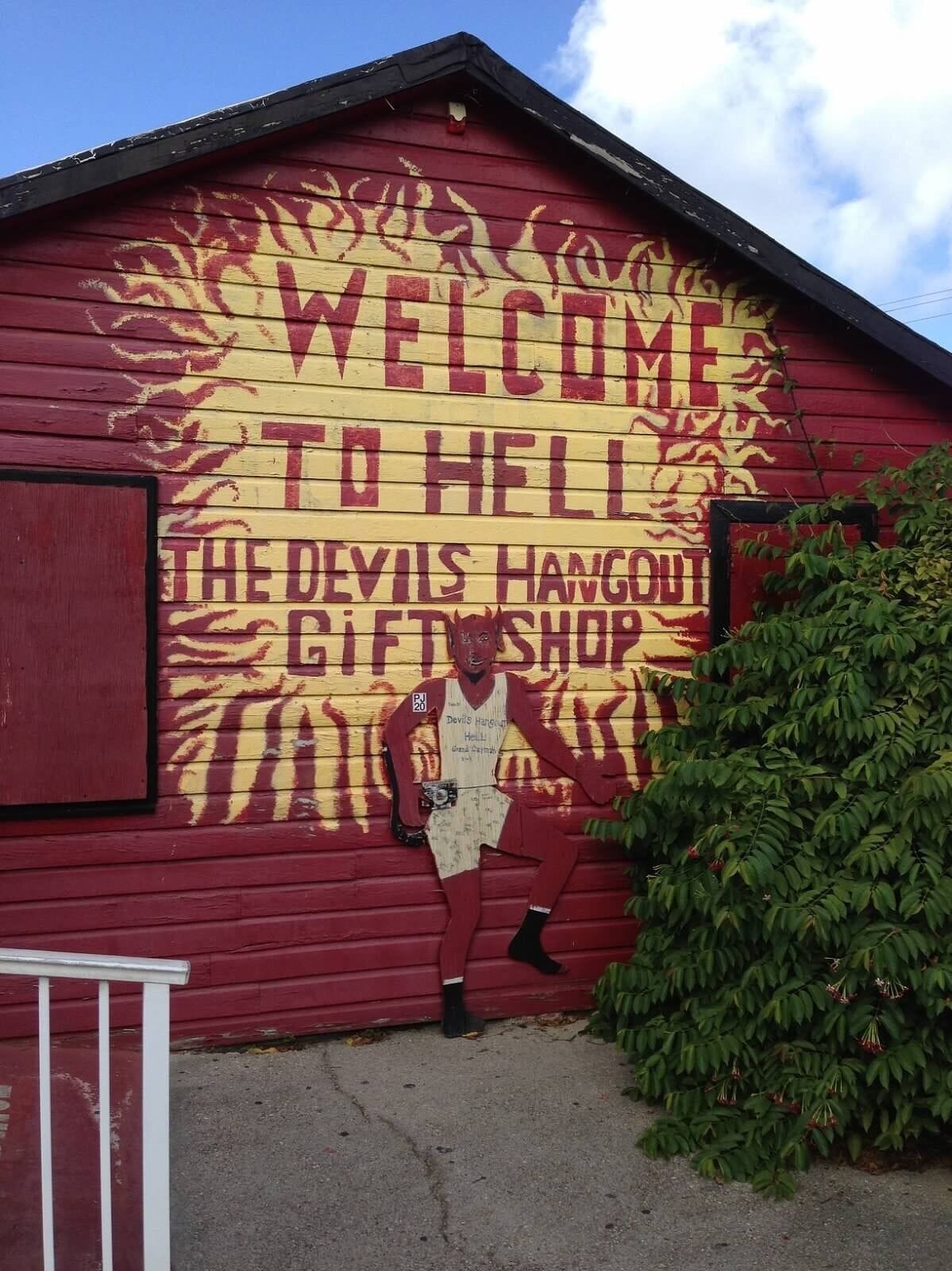 Limestone formations that locals have named Hell and turned into a tourist spot complete with a gift shop.  