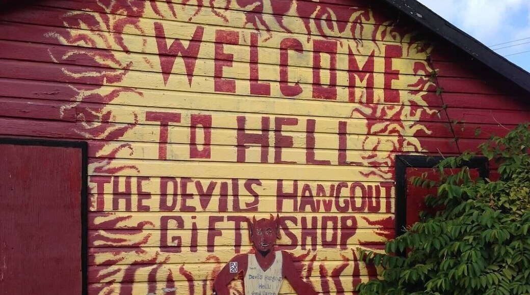 Limestone formations that locals have named Hell and turned into a tourist spot complete with a gift shop.