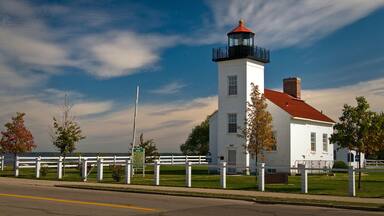 Afternoon light on Sand Point lighthouse on Lake Michigan, Escanaba, Michigan.
