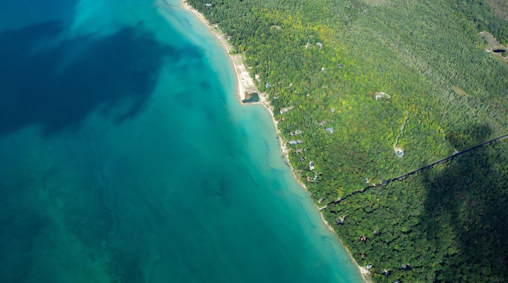 Aerial of Lake Michigan in Northern Michigan