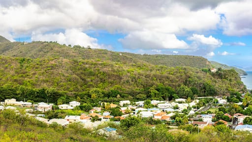 Le Carbet town panorama in Martinique, France. Le Carbet is a village and a commune in the French overseas department and island of Martinique.