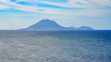 View of Saba and Statia (Sint Eustatius) in the Dutch Caribbean from the north coast of Saint Kitts