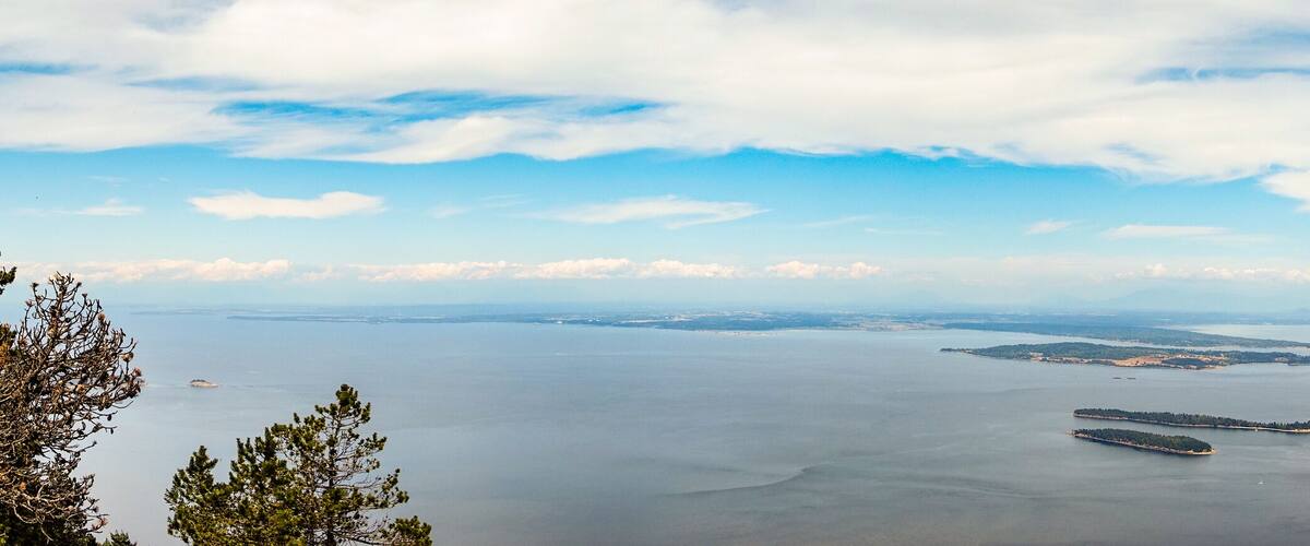 Orcas Island Panorama of the San Juan Islands With a Blue Sky