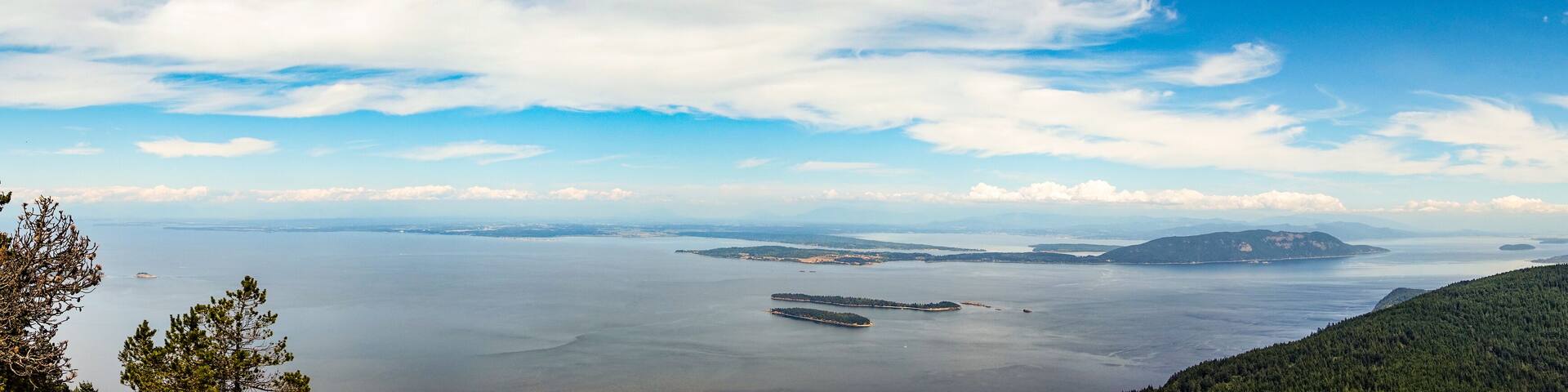 Orcas Island Panorama of the San Juan Islands With a Blue Sky