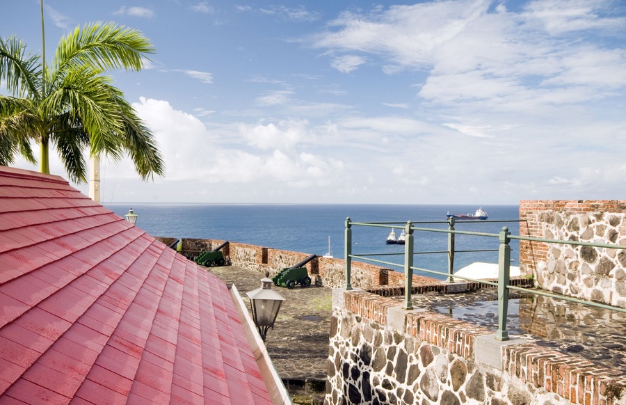 cannons over harbor Fort Oranje Oranjestad Sint St Eustatius island in the Caribbean Netherlands; Shutterstock ID 90623752; Purchase Order: SP-2617; Order Number: CSC Image Research