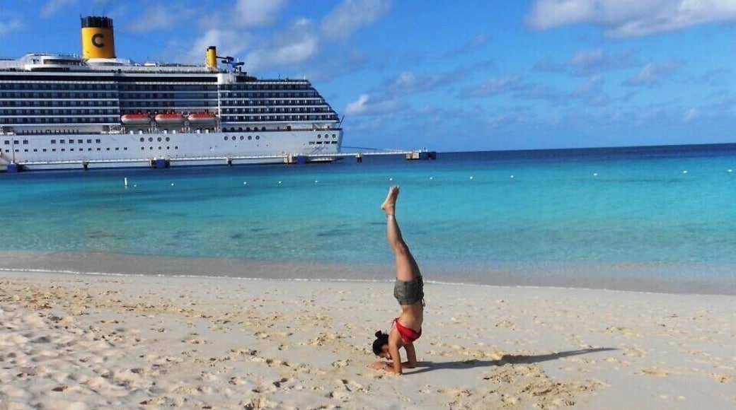 #LifeAtExpedia
This is the most paradisaical island on earth. It is really small, not many people live there. Mainly you get by cruise ships so the only people at the beach are the same passengers and crew members. As you can see at any time of the day, it might be very calm with no one around. However, they have lots of water sports available.