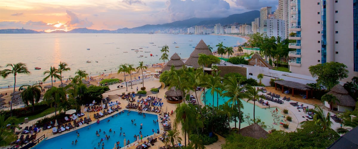 メキシコ 表示 海岸沿いの町, 海岸線の眺め と プール