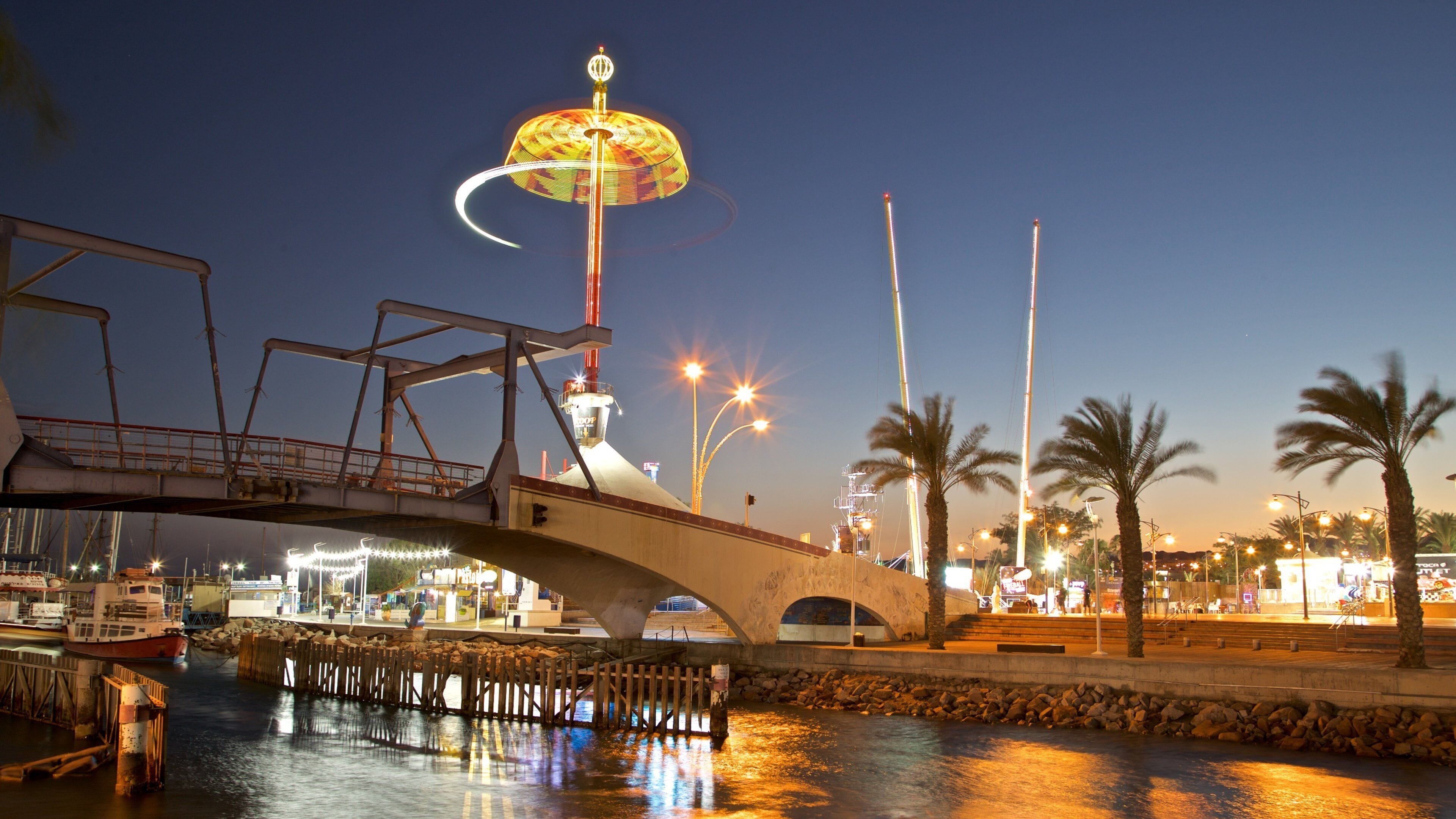 Eilat featuring rides, night scenes and a river or creek