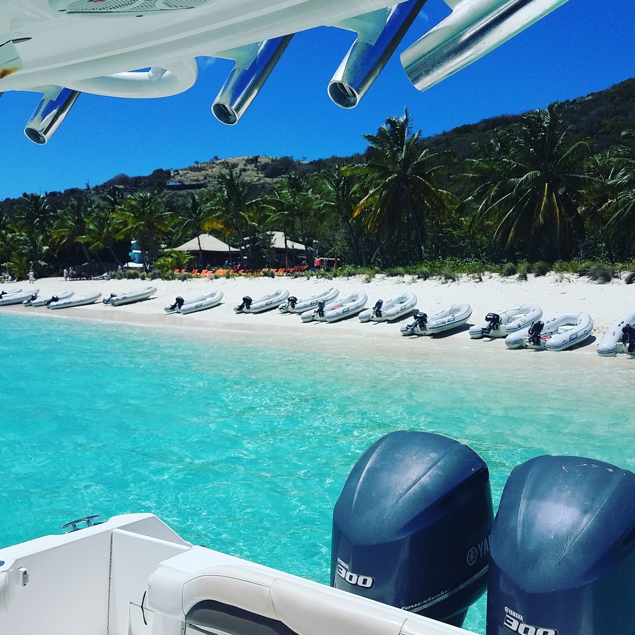 A line if Dinghys at Soggy Dollar means a party!!