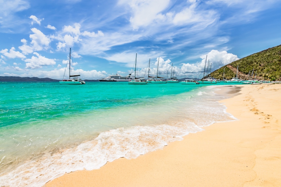 Tropical beach and sea. White bay beach, Jost van Dyke, British Virgin Islands.