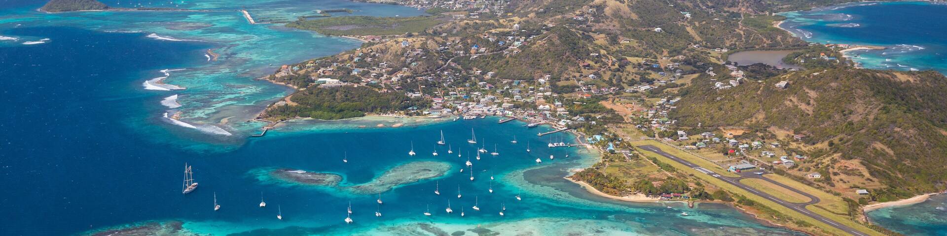 Aerial view of Union Island, The Grenadines, St. Vincent and The Grenadines