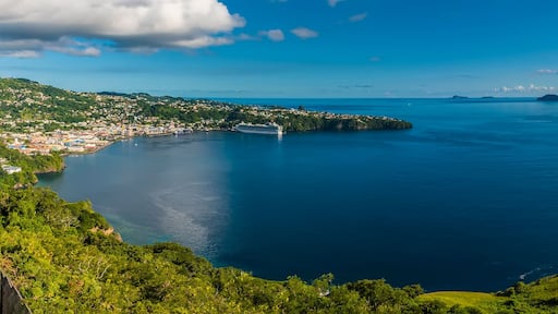 A panorama view of Kingstown bay and the island of Bequia from Fort Charlotte, Kingstown. Saint Vincent