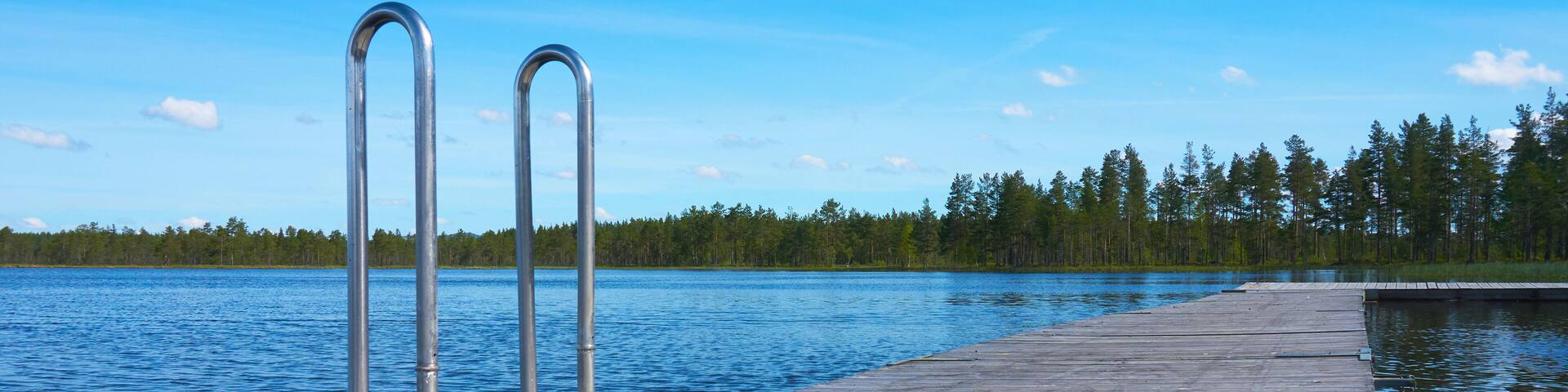 A swimming platform in northern Sweden