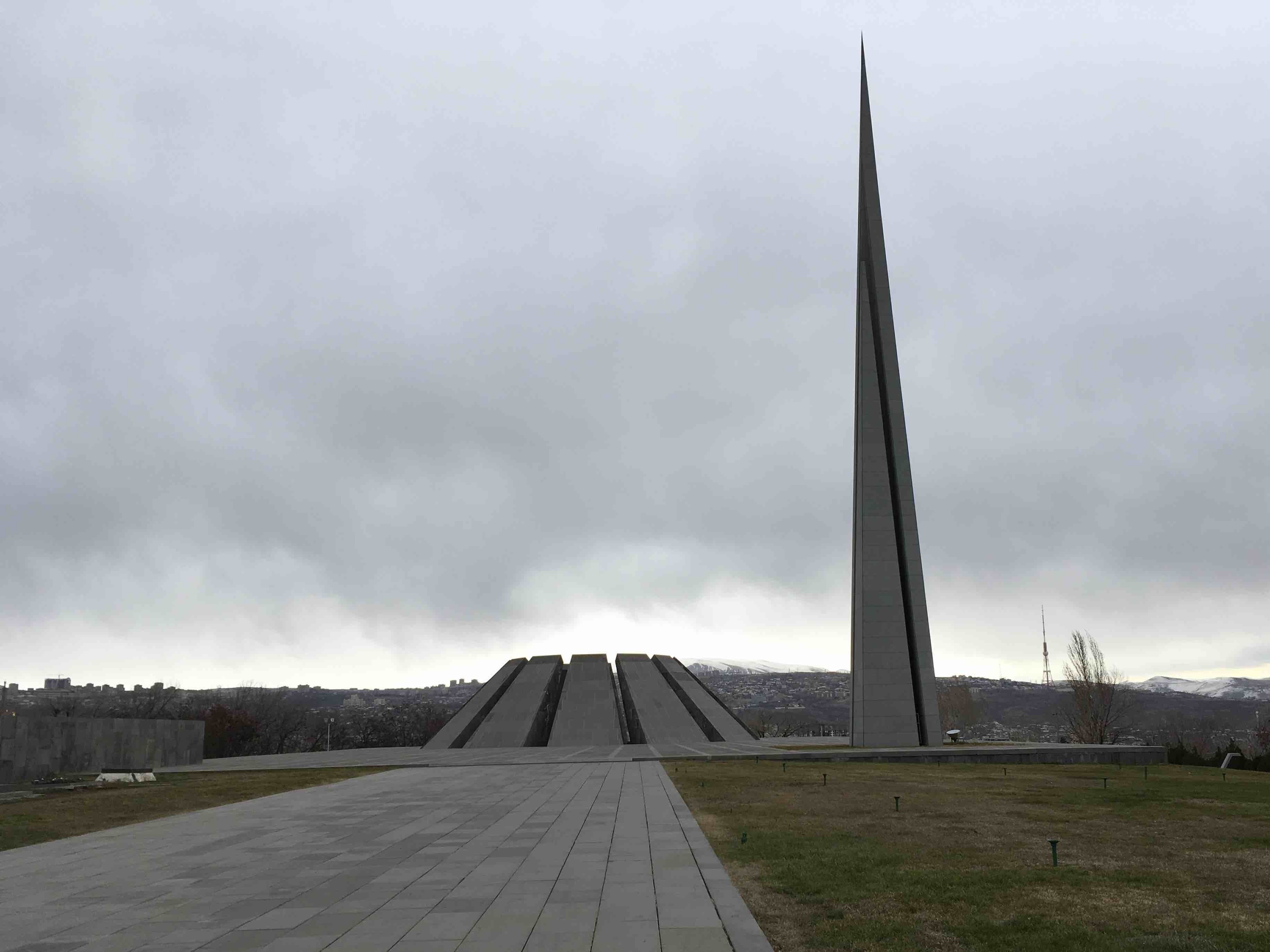 The Armenian Genocide memorial complex is Armenia's official memorial dedicated to the victims of the Armenian Genocide, built in 1967 on the hill of Tsitsernakaberd in Yerevan. Every year on April 24—the Armenian Genocide Remembrance Day—thousands of Armenians gather at the memorial to commemorate the victims of the genocide. The people who gather in Tsiternakaberd lay fresh flowers out of respect for all the people who died in the Armenian genocide (1.5million Armenians)
The complex occupies 4500 square meters of territory & consists of three main buildings: the memorial wall, the Temple of Eternity & momorial pillar 'Reborn Armenia.
The Temple of Eternity consists of 12 granite steles arranged in a circle & inclined towards center.
The steps that go down to the platform are thus made that the visitor is obliged to lower his/her head as a sign of respect.
The memorial pillar "Reborn Armenia" has 44 meters height & symbolizes the rebirth of the Armenian people.#Greatoutdoors#Outdoors#Travel