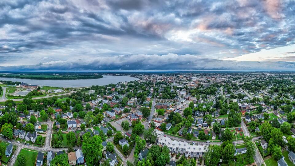 Evansville, Indiana Panorama photo before storm