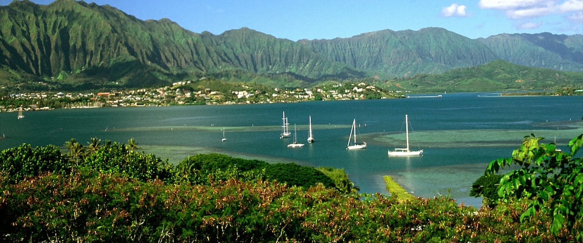 Kaneohe which includes general coastal views, sailing and landscape views