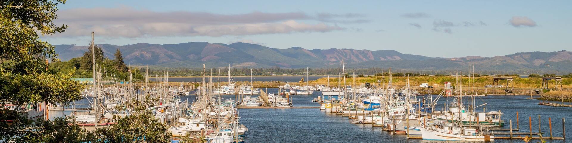 Ilwaco showing a bay or harbor