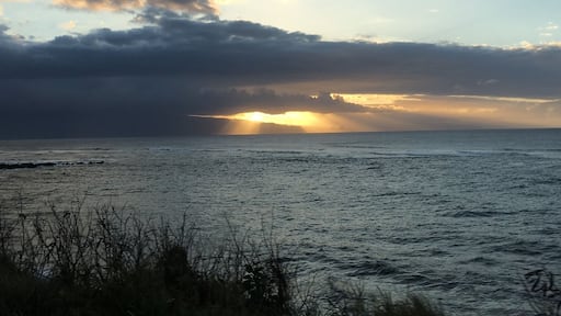 Sun setting over Maui from Hawaii Hwy 36 coming back from Hana.