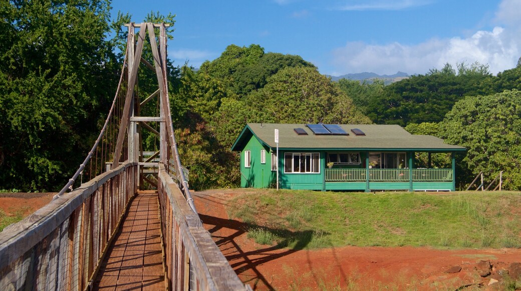 Hanapepe mettant en vedette passerelle ou pont suspendu et maison