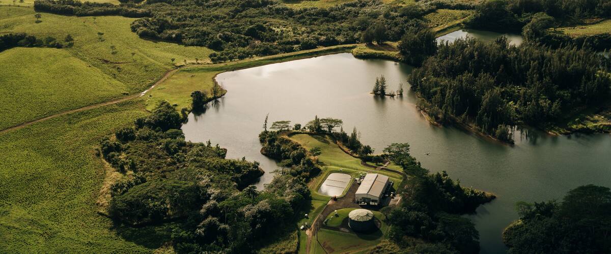 kapaia reservoir. aerial view in Kauai, Hawaii