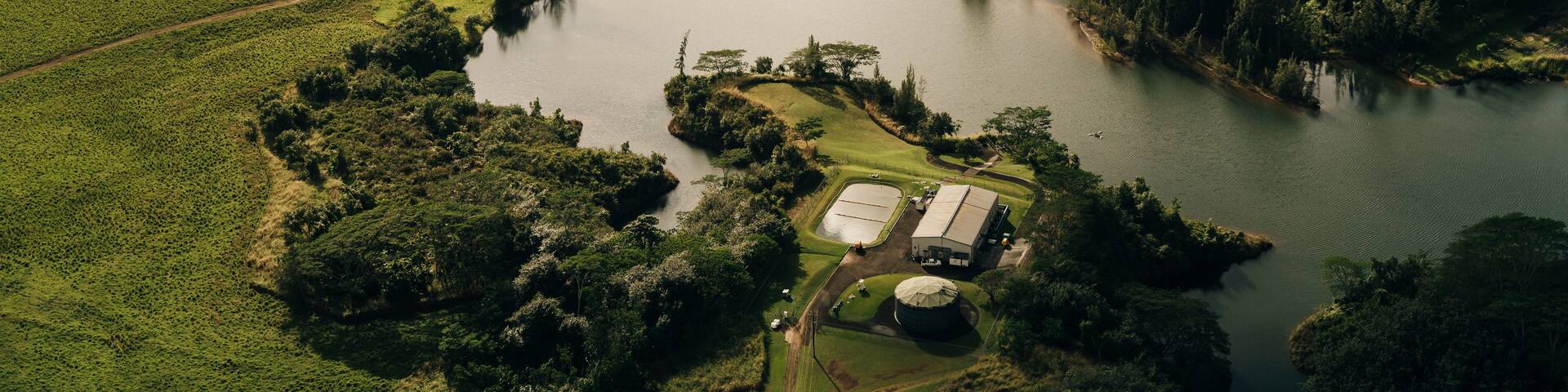 kapaia reservoir. aerial view in Kauai, Hawaii