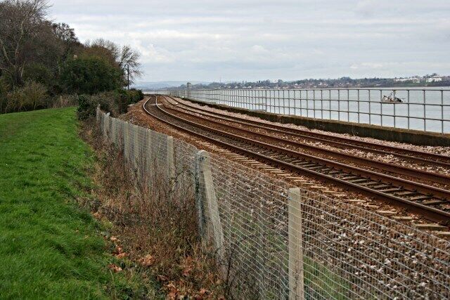 Railway along the side of the Exe Estuary This is the main Exeter to Penzance line.