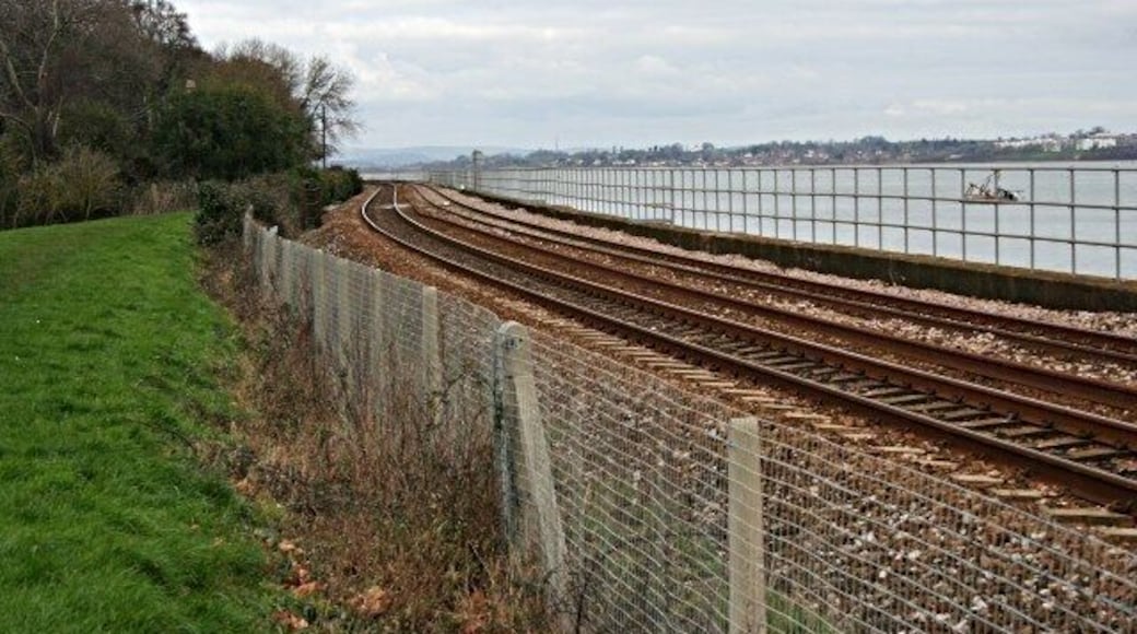 Railway along the side of the Exe Estuary This is the main Exeter to Penzance line.