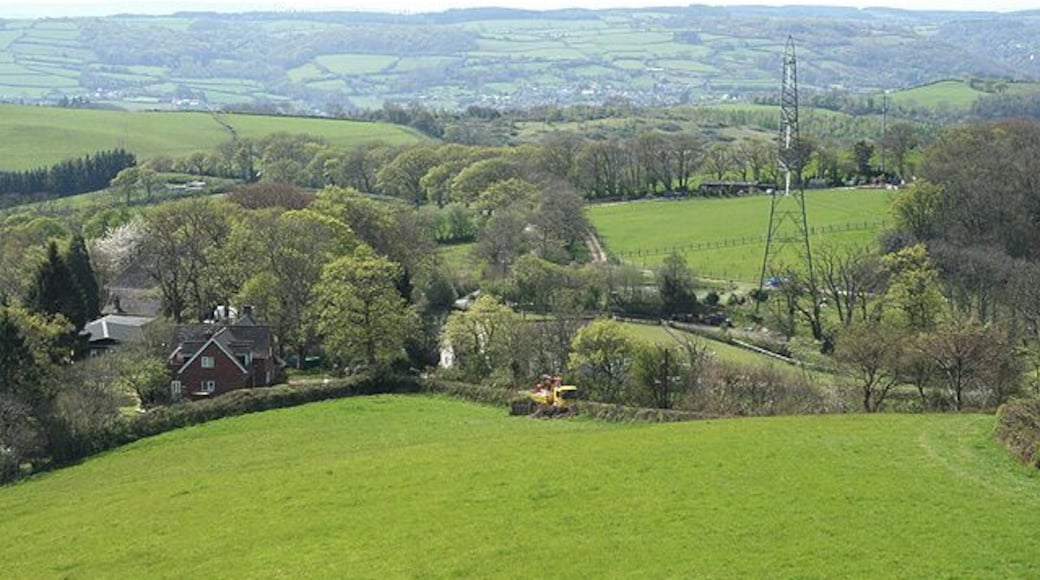 Dunchideock: view near Lawrence Castle Towards Lakeham Farm from a point below the belvedere. Looking west-south-west with the Teign valley in the distance - in the direction of Christow.