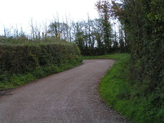 Kink in the road in Bonds Lane heading towards Woodbury Salterton Such obvious kinks in the road are because of following some old boundary that the road skirted as it was established