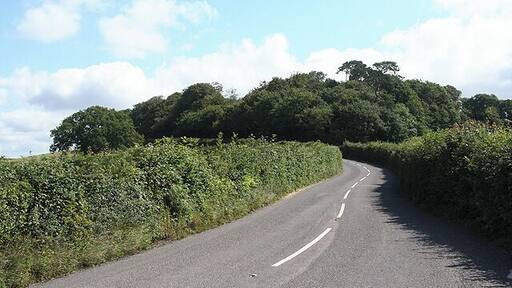 Dunsford: the road to Longdown Near the summit on the B3212, on its climb up from the Teign valley, before the descent to Longdown and Exeter