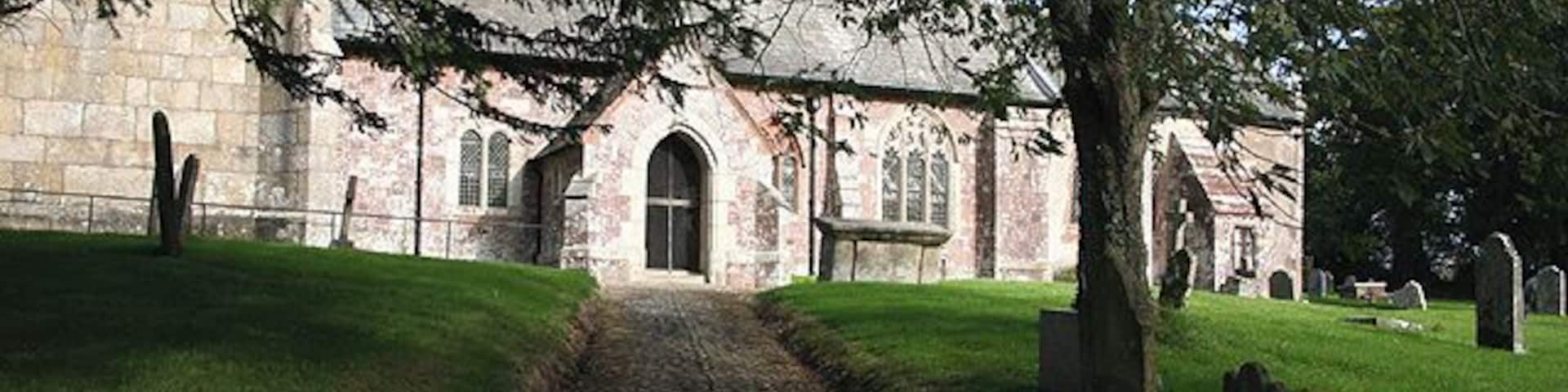 Cheriton Bishop: churchyard path Path to the south door