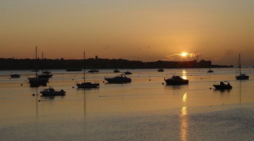 Sunrise over the Exe estuary. Taken 45 seconds before 1046598 and from about a kilometre further south, looking across moored boats towards Exmouth.
