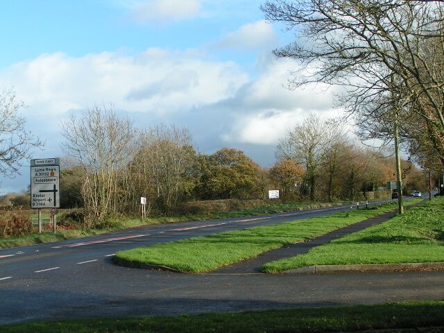 A3052 heading east at the White Horse Inn