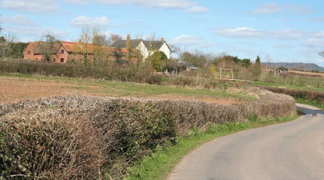 Talaton: Lashbrook Farm. Seen from the bridge over the railway to the south. Some farm buildings appear to have been converted to residential accommodation