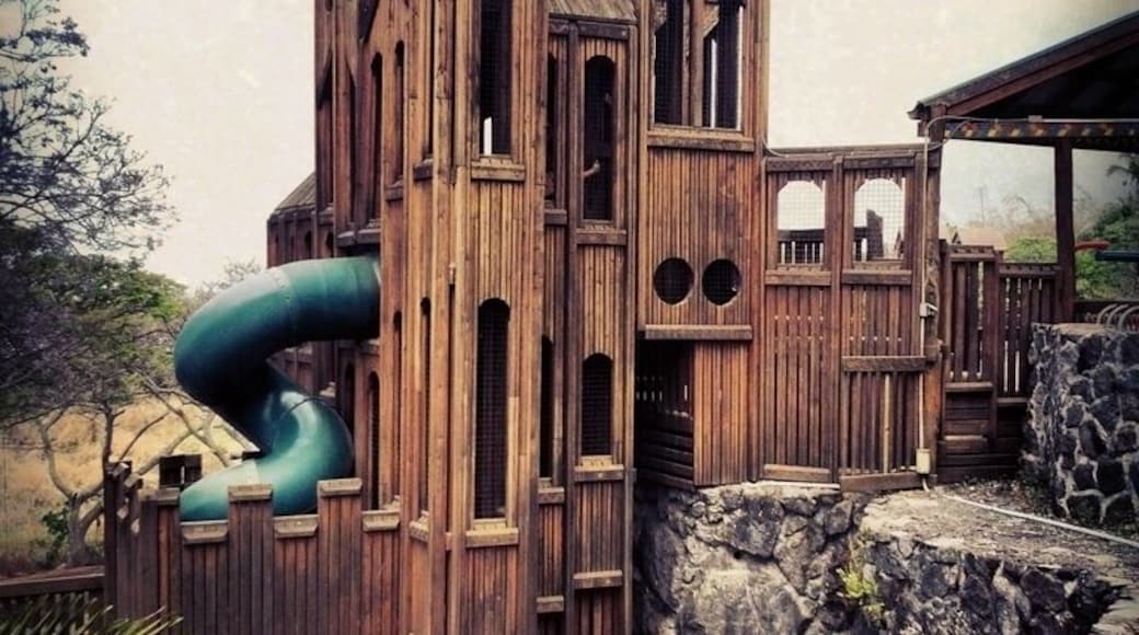 This playground felt like something you'd find at Legoland or Disneyland. But no, this was a delightfully free place to stop alongside the highway in Hawaii! The highlight was the slide that took the kids through two and a half full turns in complete darkness. Good stuff!