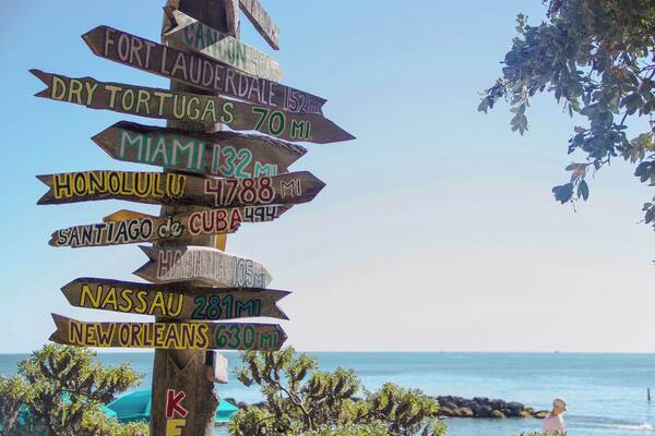 Really cool sign that show how far away you are from different places. One of the most beautiful beaches I've ever been to. #BVStrove