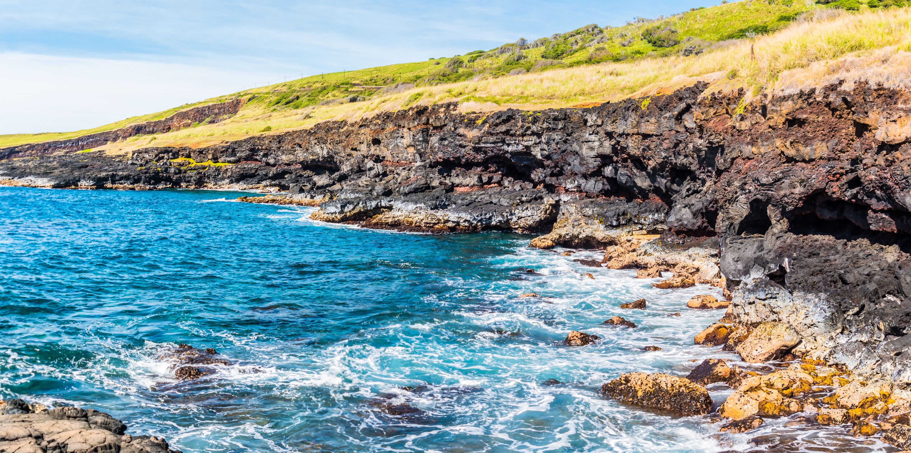 The Rugged Volcanic Shoreline of Honuapo Bay, Whittington Beach State Park, Hawaii Island, Hawaii, USA