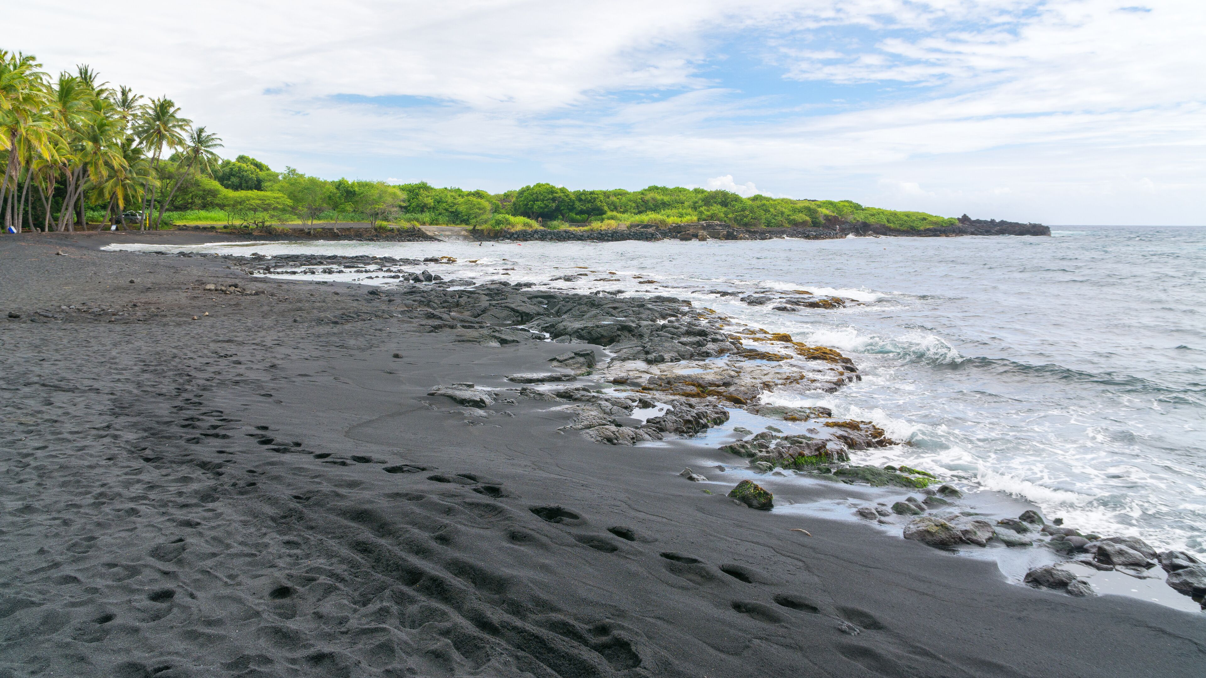 Amazing Punalu'u black sand beach, Big Island, Hawaii