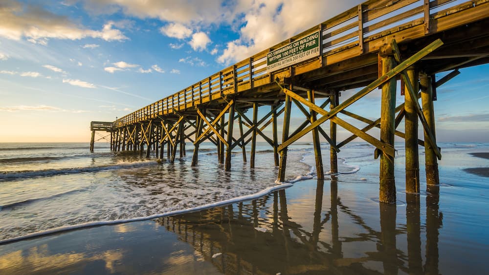 The pier at Isle of Palms at sunrise, near Charleston, South Car