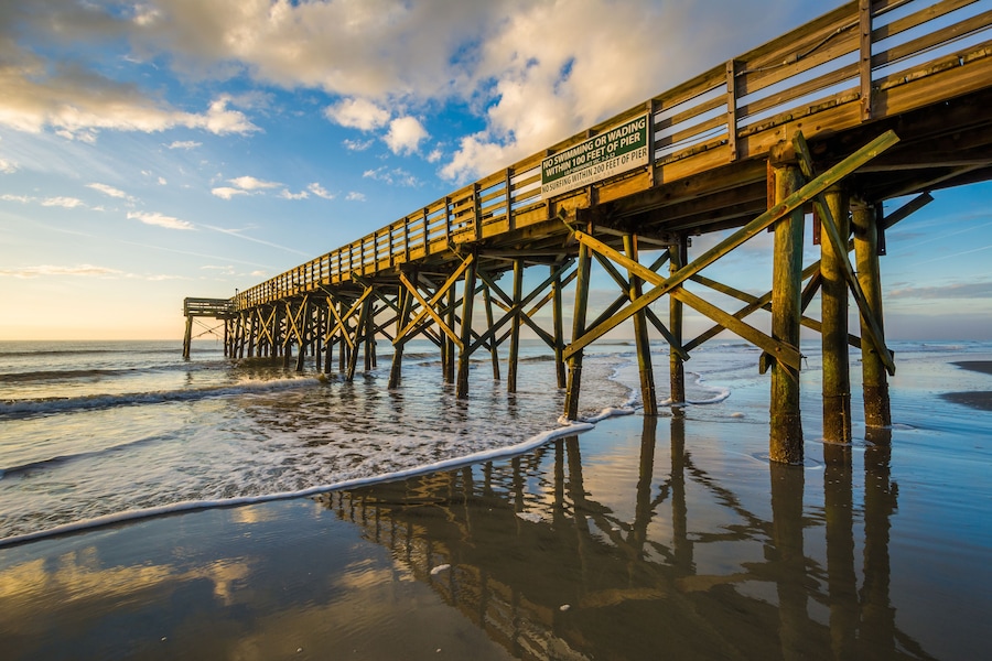 The pier at Isle of Palms at sunrise, near Charleston, South Car