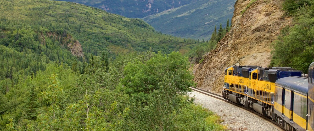 Fairbanks mostrando imágenes de bosques y artículos ferroviarios