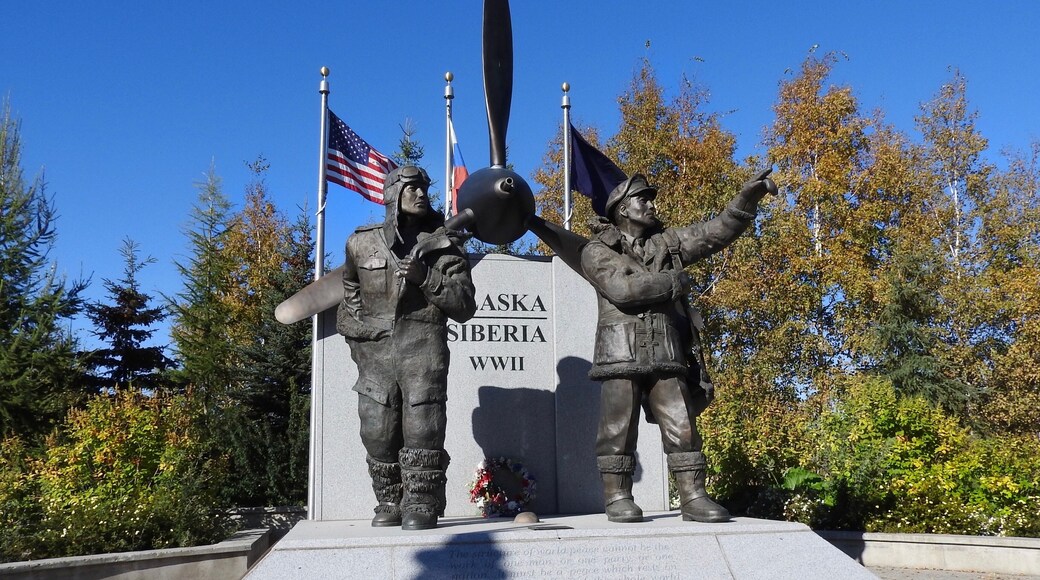 Memorial honoring the pilots who flew aircraft from continental United States to Siberia via Alaska during World War II.
#memorial #Fairbanks #pilots