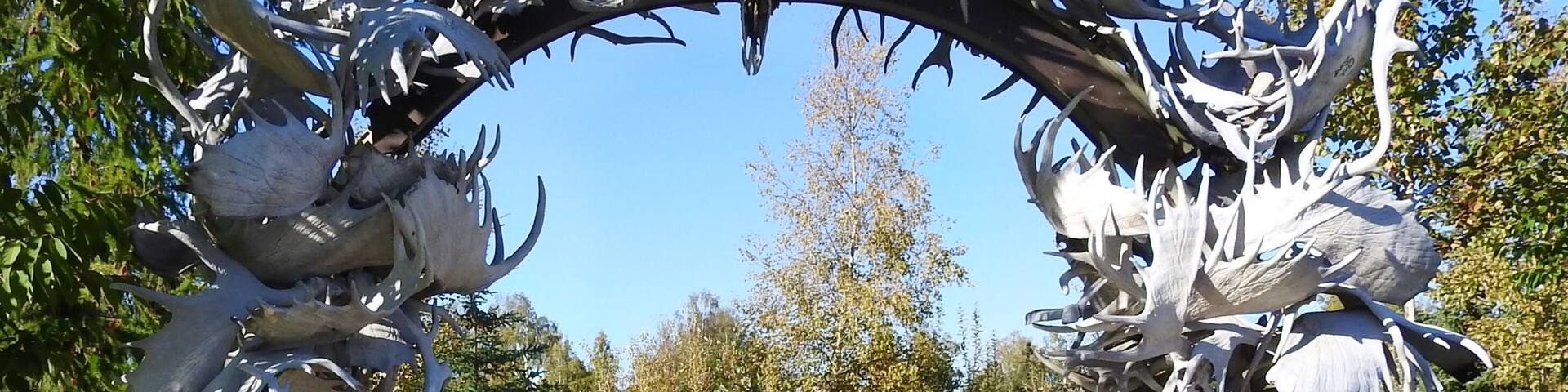 Antler Arch is the Gateway to Downtown Fairbanks. The arch is made up of over 100 antlers that have been collected from all over Interior Alaska. (September 2016)