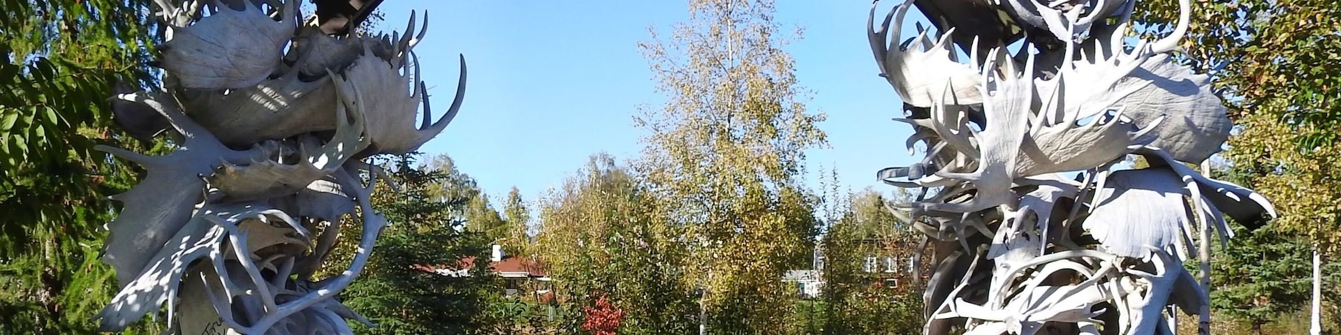 Antler Arch is the Gateway to Downtown Fairbanks. The arch is made up of over 100 antlers that have been collected from all over Interior Alaska. (September 2016)