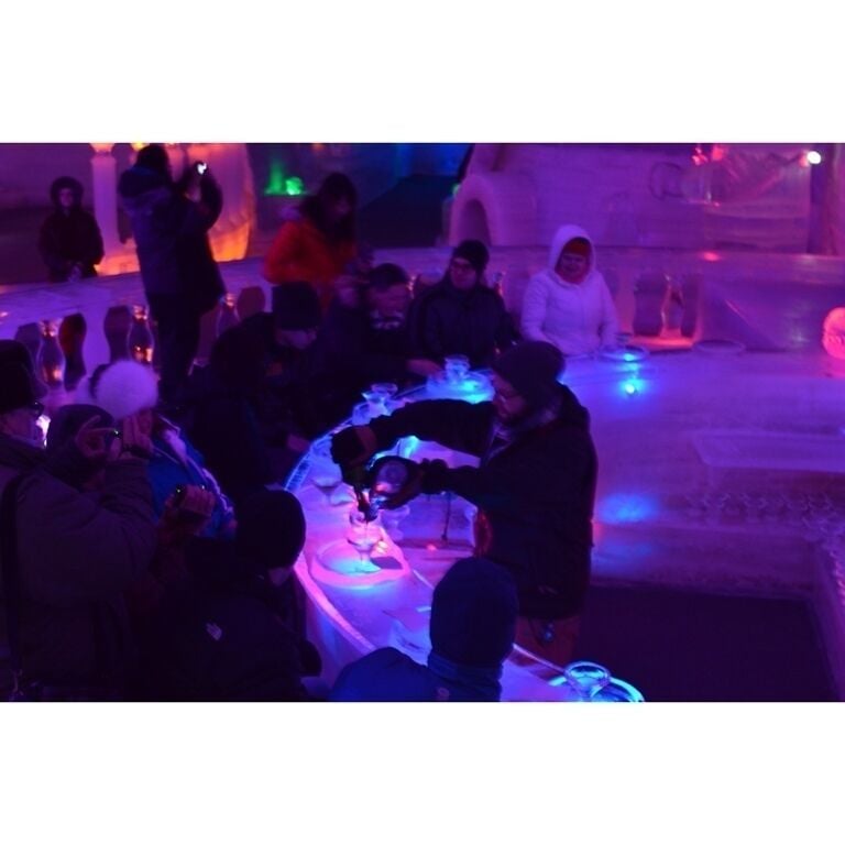 The Aurora Ice Bar is one of Chena Hot Springs awesome attractions. Its located inside their pretty impressive ice museum. $15 gets you a tour of the museum and another $15 gets you their signature (and very strong) appletini. You can sip it from a fur covered stool at the bar. Everything, including the glass you can keep (which is traditionally smashed on the ground outside the museum) is made of ice.
#colorful
#BarLove