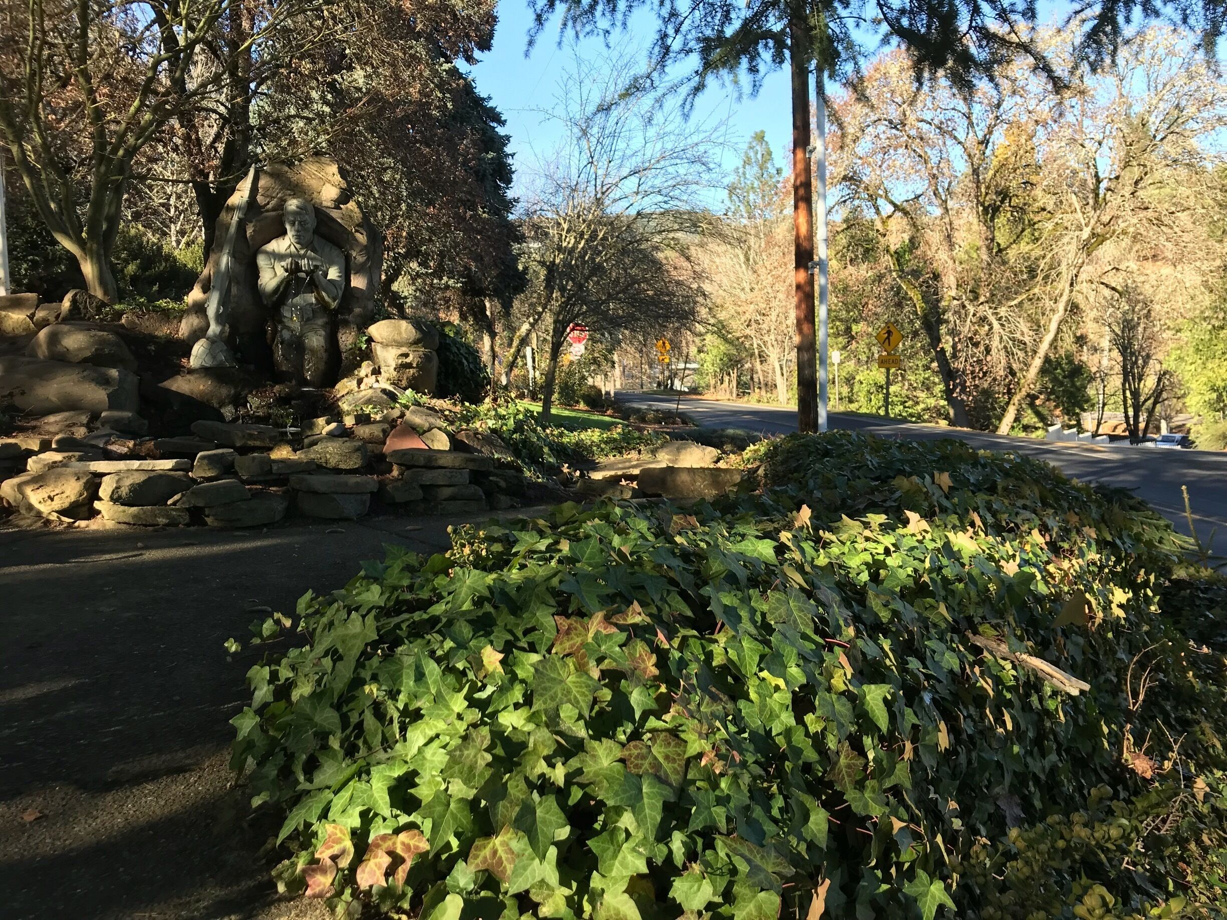 Old ivy and huge expansive lawns make this a lush little town 